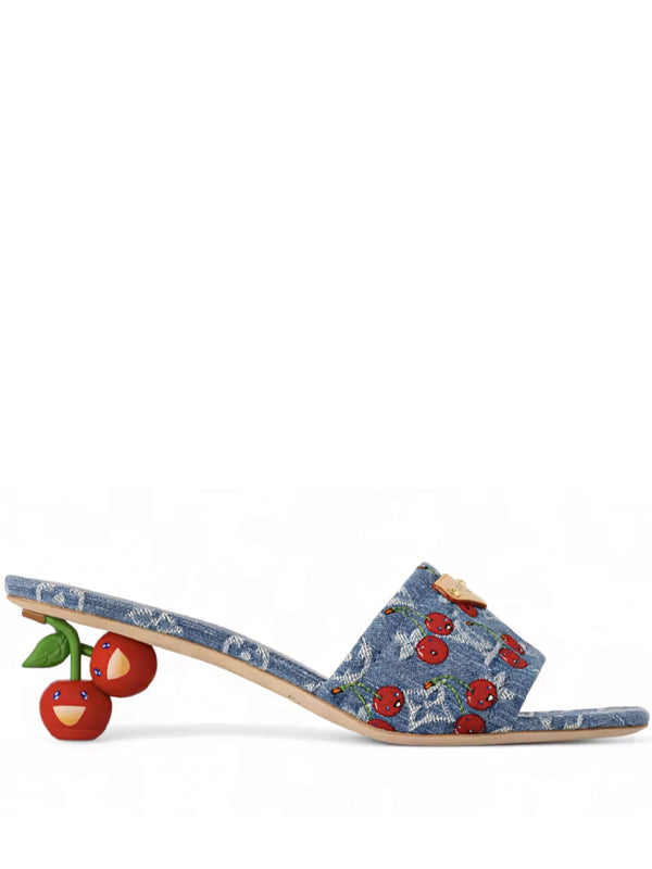 Louis Vuitton Cherry Lily Mule x Takashi Murakami Denim