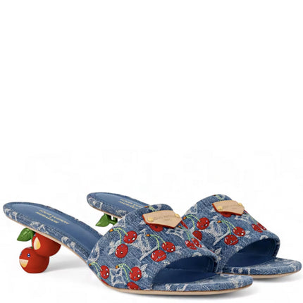 Louis Vuitton Cherry Lily Mule x Takashi Murakami Denim