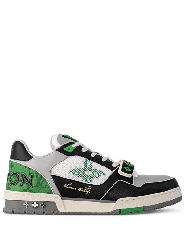 Louis Vuitton LV Trainer Monogram strap Black White Green