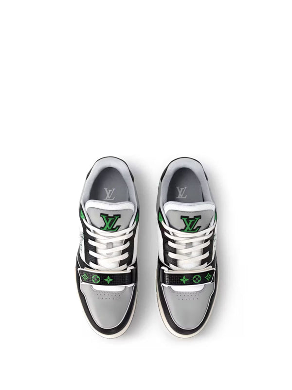 Louis Vuitton LV Trainer Monogram strap Black White Green