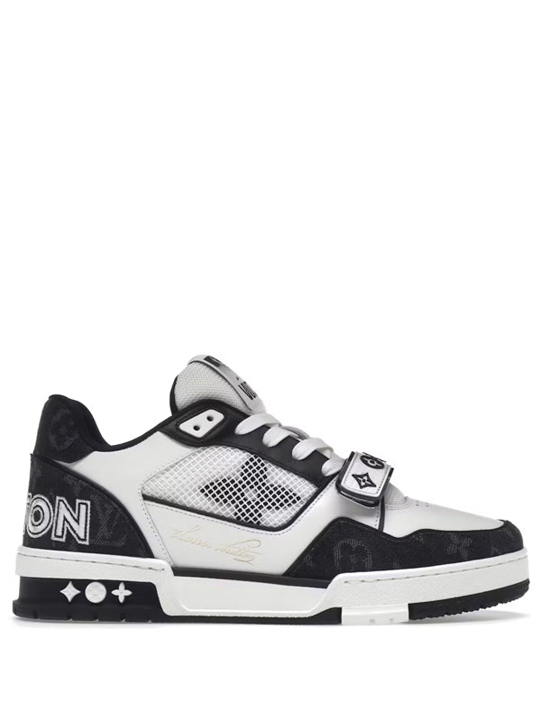 Louis Vuitton LV Trainer Velcro Strap Monogram Denim Black White