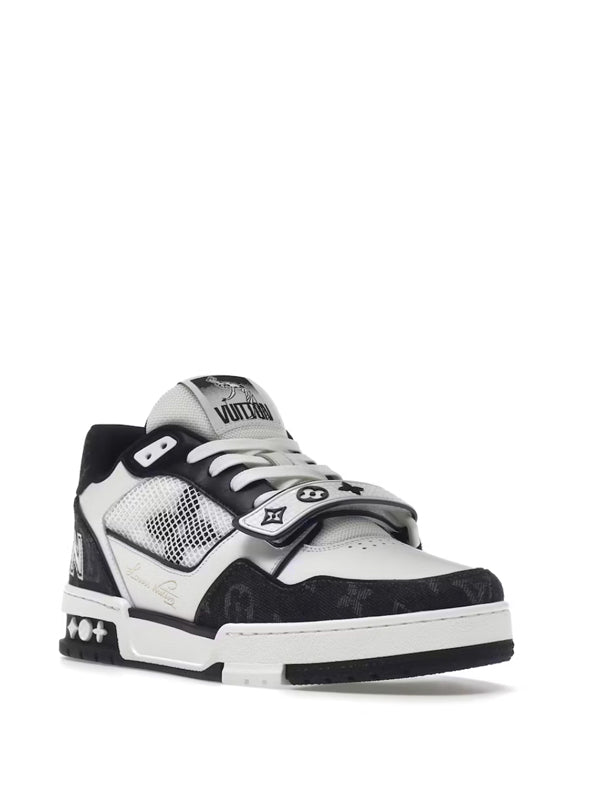 Louis Vuitton LV Trainer Velcro Strap Monogram Denim Black White