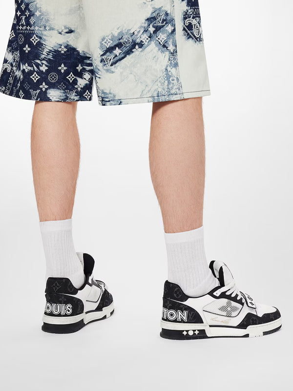 Louis Vuitton LV Trainer Velcro Strap Monogram Denim Black White