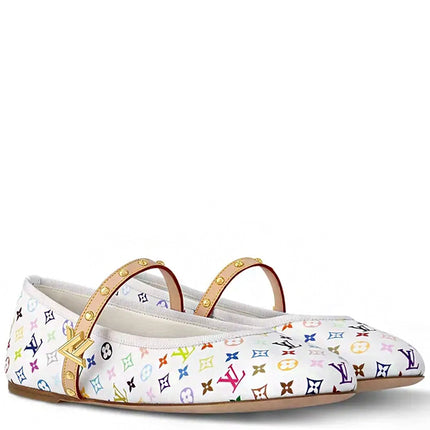 Louis Vuitton Romy Flat Ballerina Takashi Murakami White