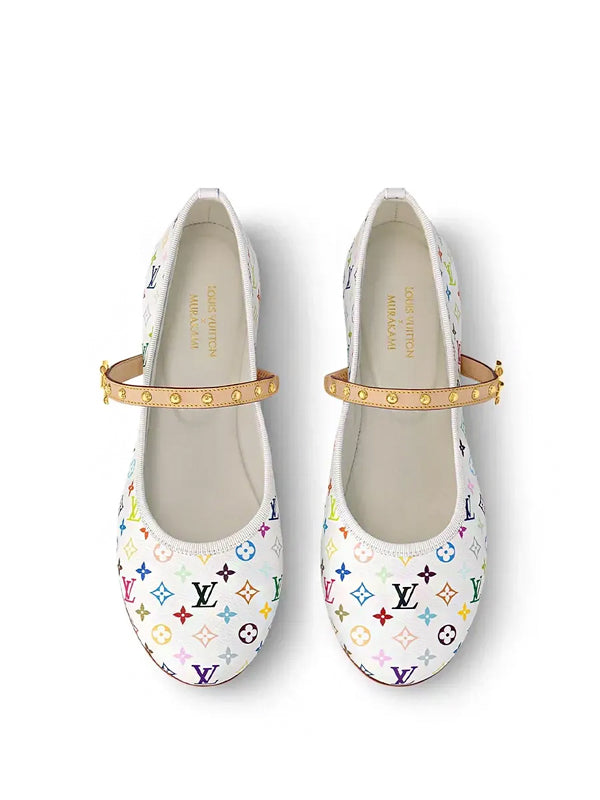 Louis Vuitton Romy Flat Ballerina Takashi Murakami White