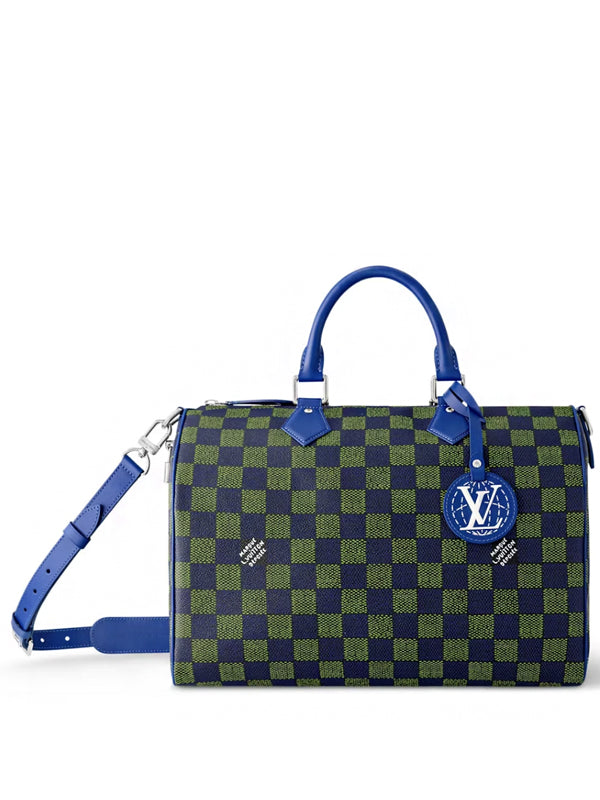 Louis Vuitton Speedy Bandouliere 40 Damier Heritage Blue Green
