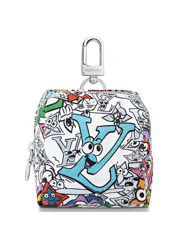 Louis Vuitton Squared Pouch Key Holder And Bag Charm LV Graffiti Monogram Canvas
