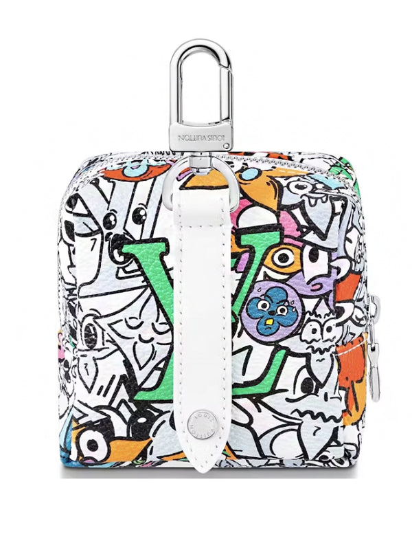 Louis Vuitton Squared Pouch Key Holder And Bag Charm LV Graffiti Monogram Canvas