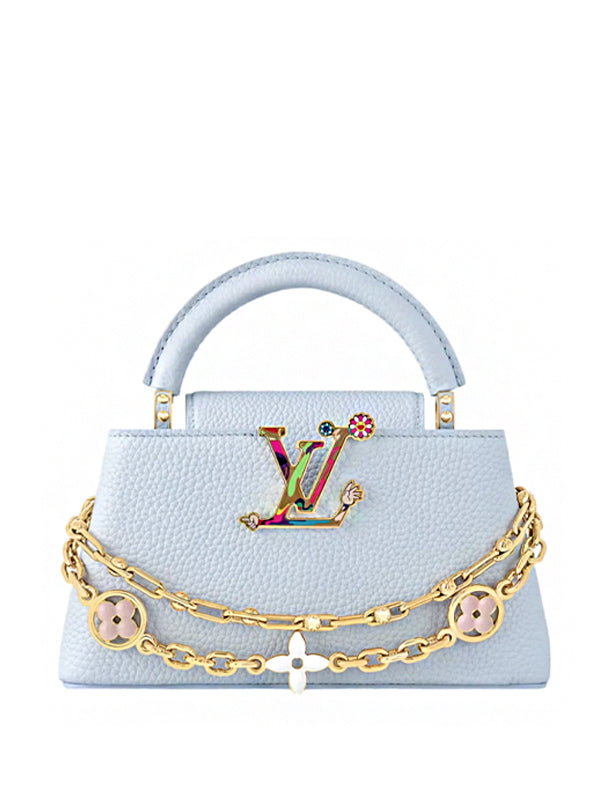 Louis Vuitton x Takashi Murakami Capucines East-West Mini Olympe Blue