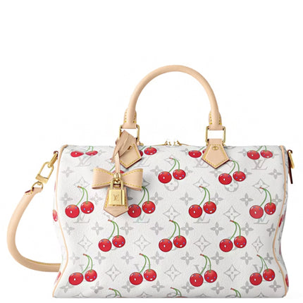 Louis Vuitton x Takashi Murakami Cherry Speedy Soft Bandouliere 30 White Monogram