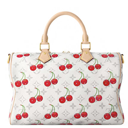 Louis Vuitton x Takashi Murakami Cherry Speedy Soft Bandouliere 30 White Monogram