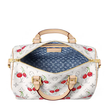 Louis Vuitton x Takashi Murakami Cherry Speedy Soft Bandouliere 30 White Monogram