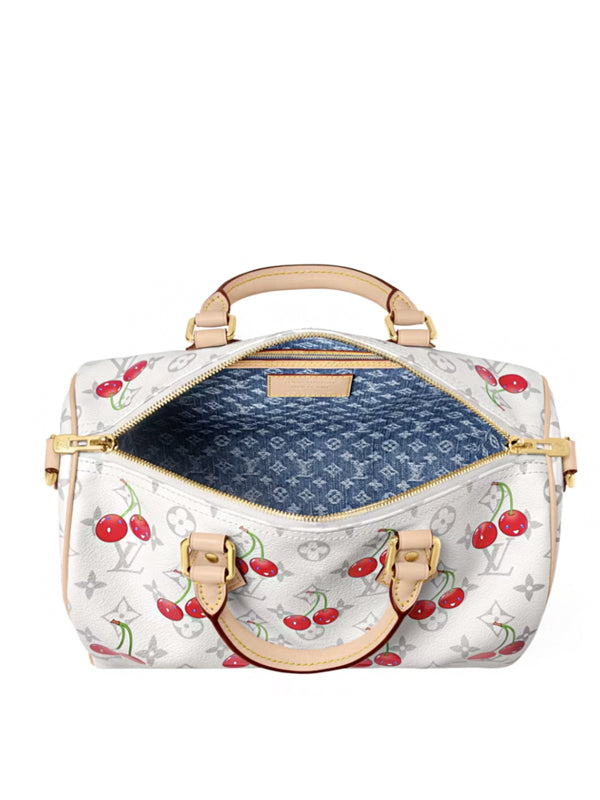 Louis Vuitton x Takashi Murakami Cherry Speedy Soft Bandouliere 30 White Monogram