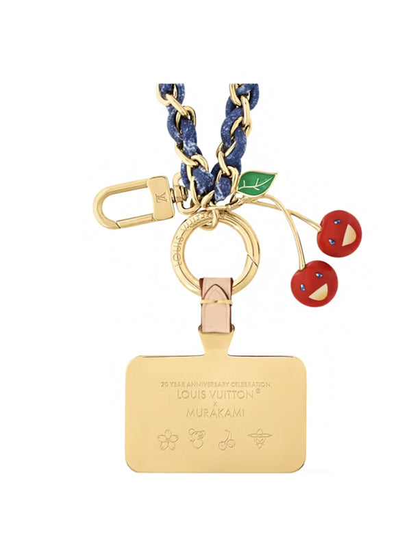 Louis Vuitton x Takashi Murakami Denim Cherry Phone Holder Denim Monogram