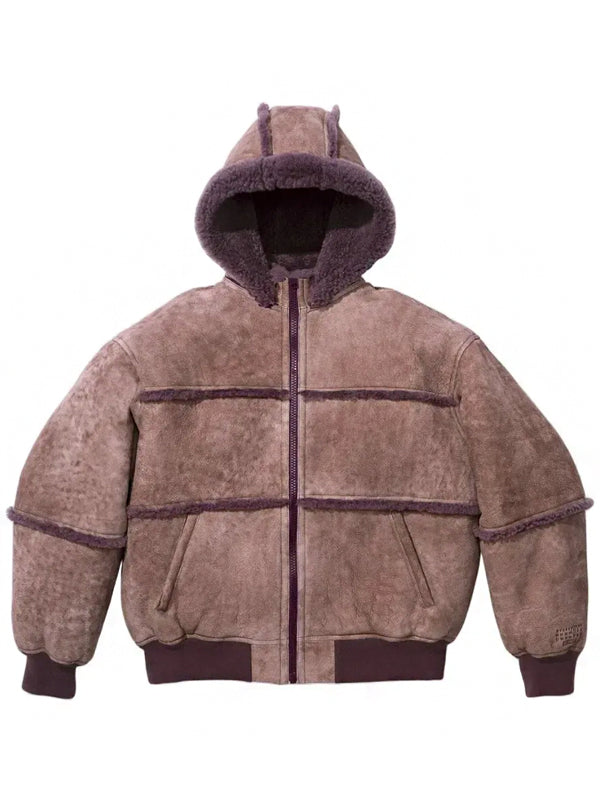 Supreme MM6 Maison Margiela Hooded Shearling Bomber Jacket Purple
