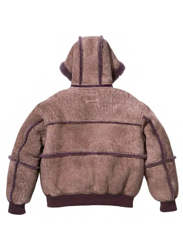 Supreme MM6 Maison Margiela Hooded Shearling Bomber Jacket Purple