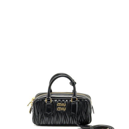 Miu Miu Arcadie Matelasse Nappa Leather Bag Black