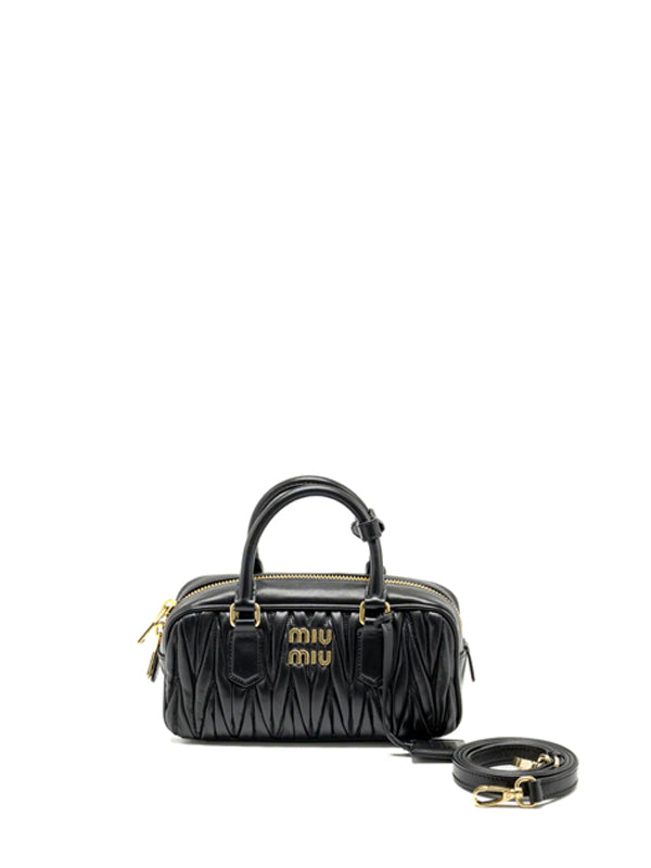 Miu Miu Arcadie Matelasse Nappa Leather Bag Black
