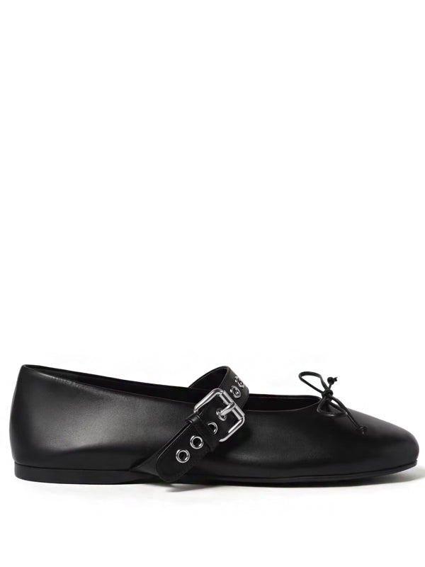 Miu Miu Leather Ballerina Nero