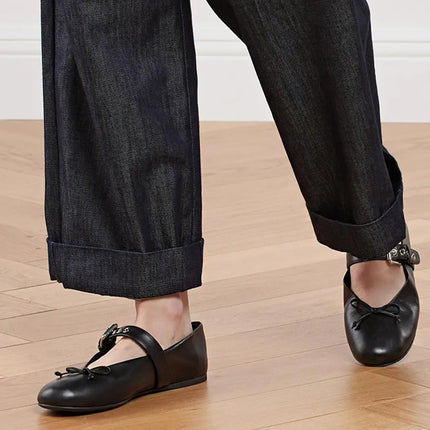 Miu Miu Leather Ballerina Nero