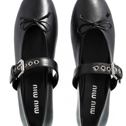 Miu Miu Leather Ballerina Nero