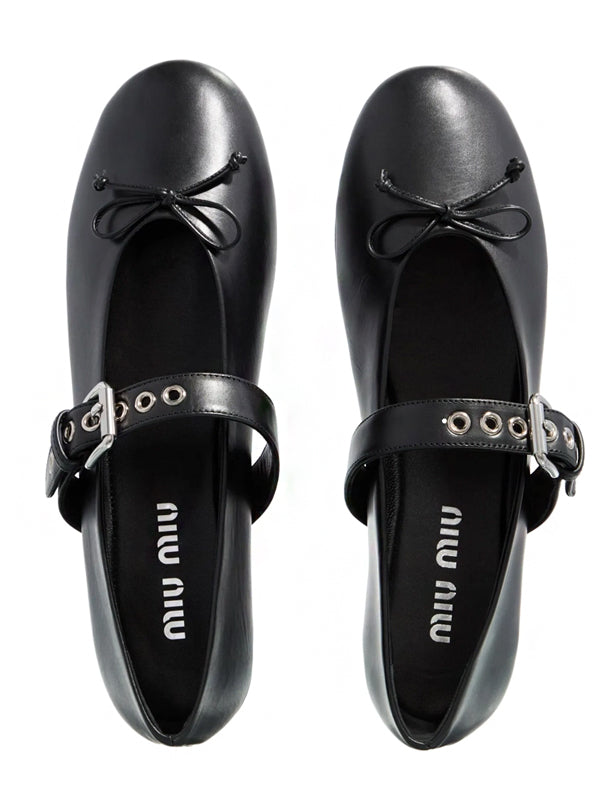 Miu Miu Leather Ballerina Nero