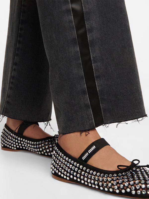 Miu Miu Logo-strap embellished ballet flats