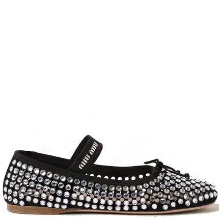 Miu Miu Logo-strap embellished ballet flats