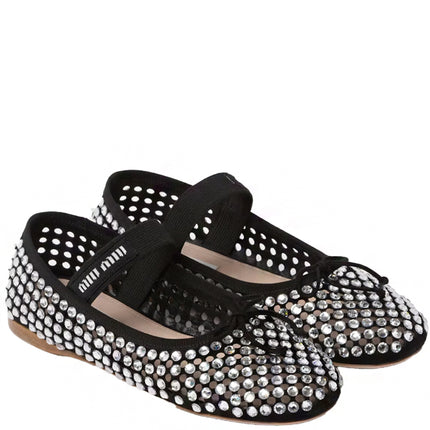 Miu Miu Logo-strap embellished ballet flats