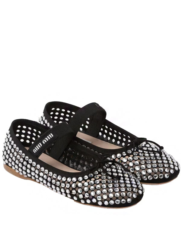 Miu Miu Logo-strap embellished ballet flats