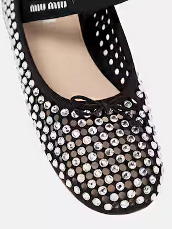 Miu Miu Logo-strap embellished ballet flats