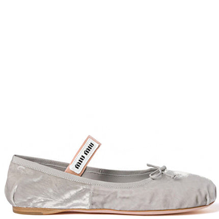 Miu Miu Velvet Ballerinas Grey