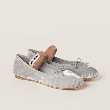 Miu Miu Velvet Ballerinas Grey