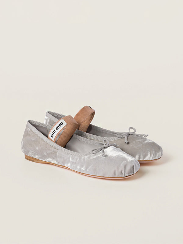 Miu Miu Velvet Ballerinas Grey