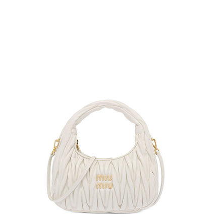 Miu Miu Wander Matelasse Nappa Leather Hobo Mini-Bag White