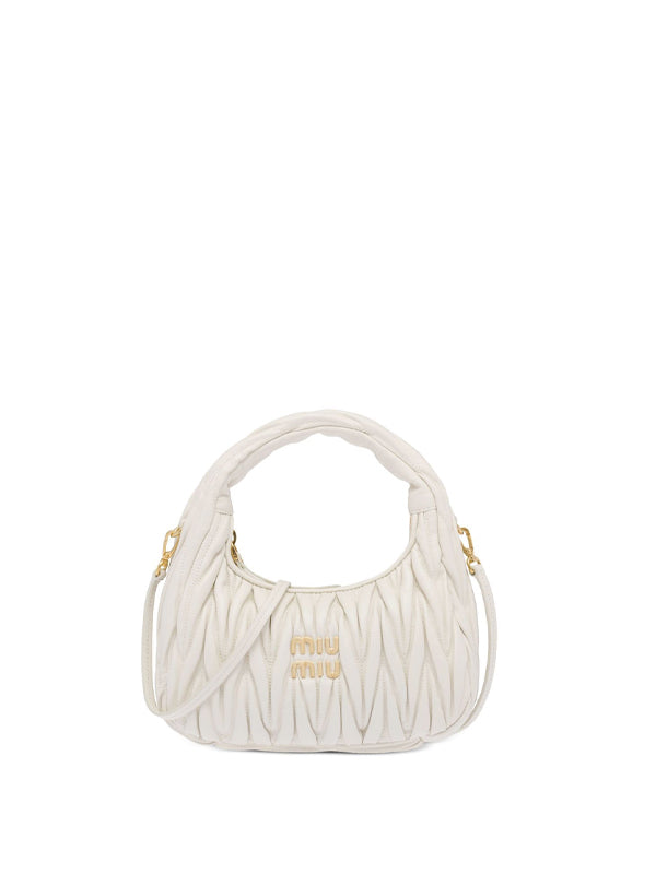 Miu Miu Wander Matelasse Nappa Leather Hobo Mini-Bag White