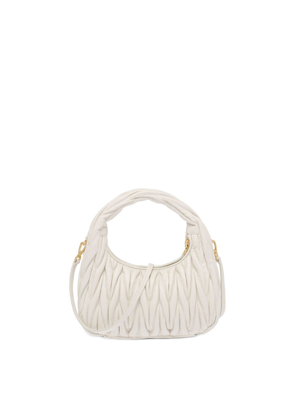 Miu Miu Wander Matelasse Nappa Leather Hobo Mini-Bag White
