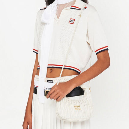 Miu Miu Wander Matelasse Nappa Leather Hobo Mini-Bag White