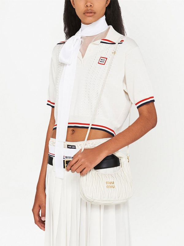 Miu Miu Wander Matelasse Nappa Leather Hobo Mini-Bag White