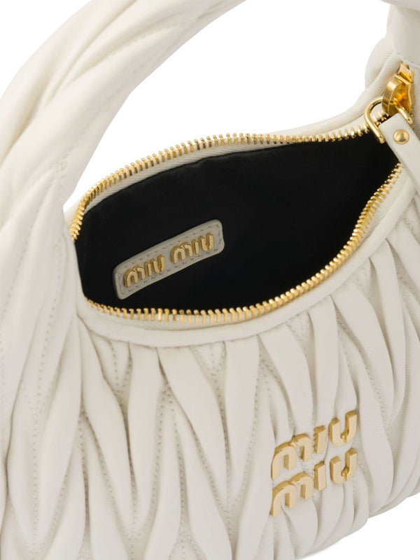 Miu Miu Wander Matelasse Nappa Leather Hobo Mini-Bag White