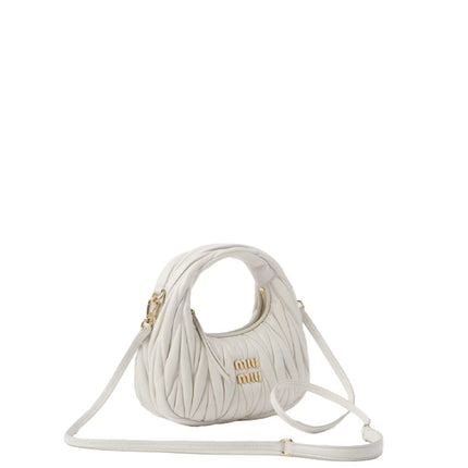Miu Miu Wander Matelasse Nappa Leather Hobo Mini-Bag White