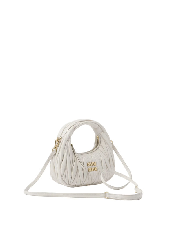 Miu Miu Wander Matelasse Nappa Leather Hobo Mini-Bag White