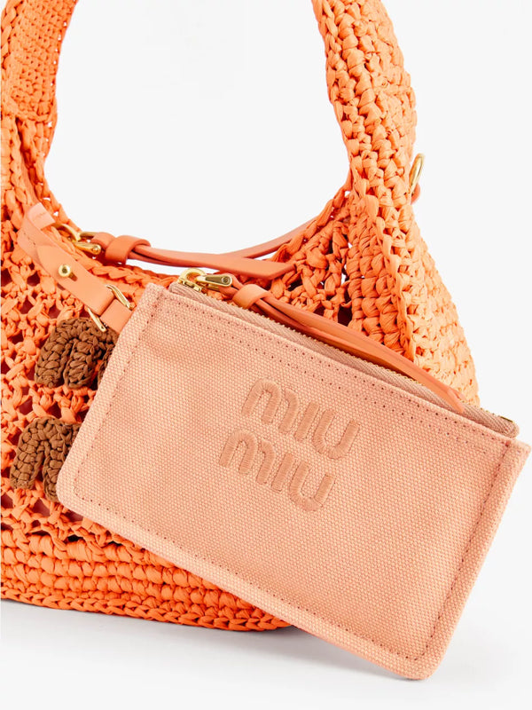 Miu Miu Wander raffia top handle bag