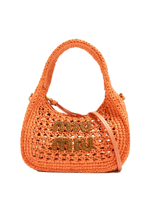 Miu Miu Wander raffia top handle bag