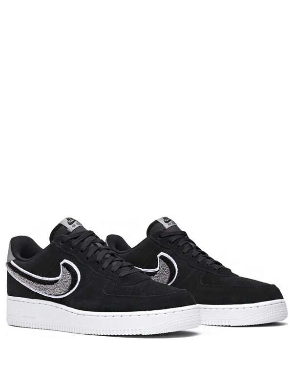 Nike Air Force 1 Low 3D Chenille Swoosh Black Cool Grey