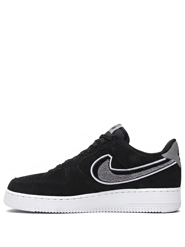Nike Air Force 1 Low 3D Chenille Swoosh Black Cool Grey