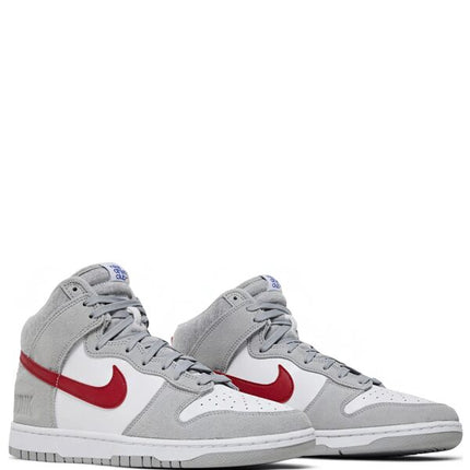 Nike Dunk High Athletic SE Light Smoke Grey and Gym Red