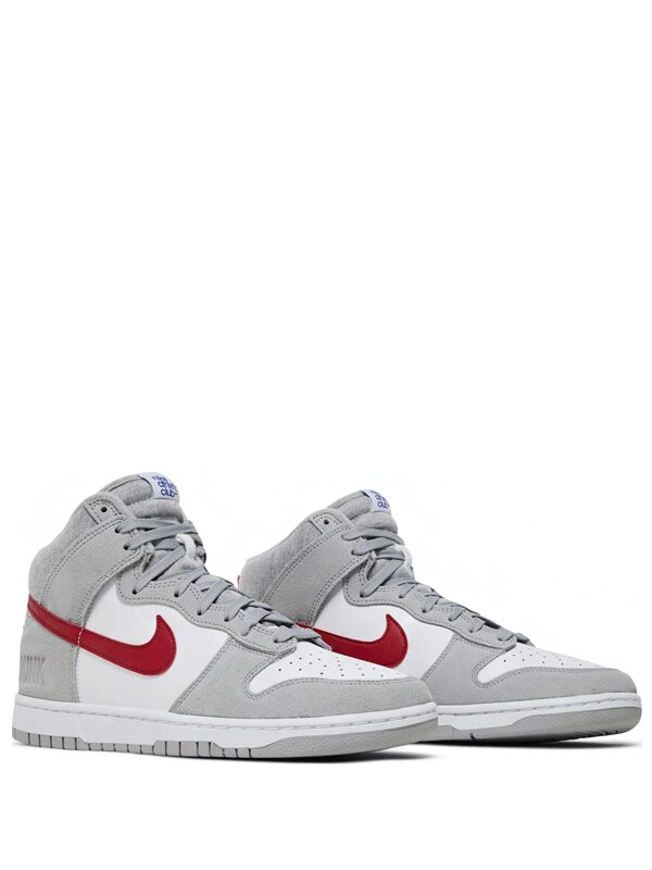 Nike Dunk High Athletic SE Light Smoke Grey and Gym Red