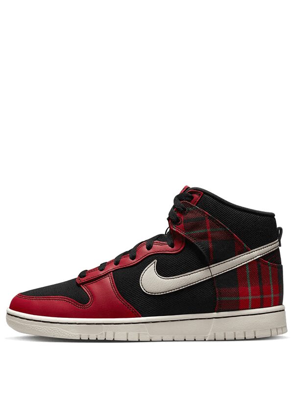 Nike Dunk High SE Tartan Plaid Black University Red