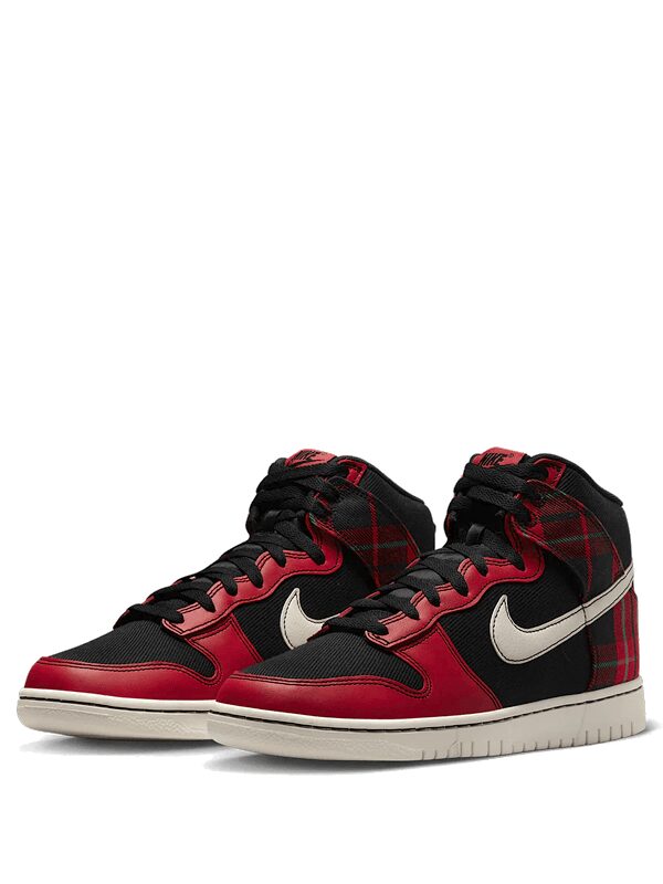 Nike Dunk High SE Tartan Plaid Black University Red